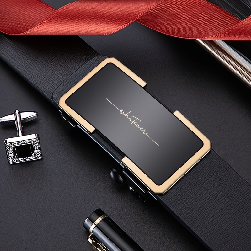 Men's Stylish PU Belt with Automatic Alloy Buckle